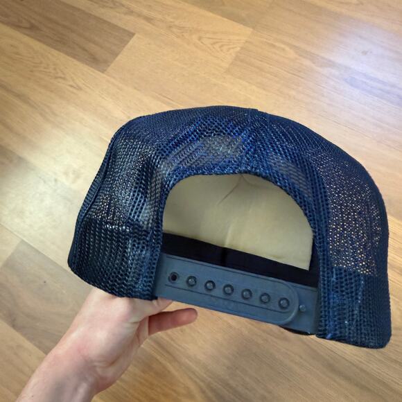 Vintage 80's Drew Pearson Team USA Olympics Bald Eagle Blue Trucker Snapback Hat - Picture 2 of 6